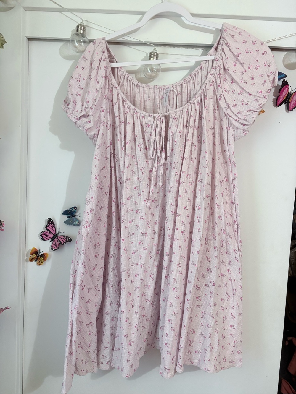 Urban Outfitters Dusty Pink Floral Peasant Top